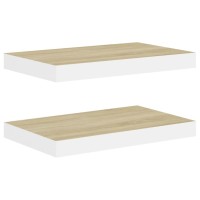 Vidaxl Floating Wall Shelves 2 Pcs Oak And White 19.7X9.1X1.5 Mdf