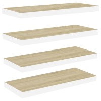 Vidaxl Floating Wall Shelves 4 Pcs Oak And White 23.6X9.3X1.5 Mdf