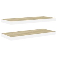 Vidaxl Floating Wall Shelves 2 Pcs Oak And White 31.5X9.3X1.5 Mdf