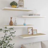 Vidaxl Floating Wall Shelves 4 Pcs Oak And White 31.5X9.3X1.5 Mdf