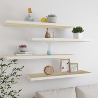 Vidaxl Floating Wall Shelves 4 Pcs Oak And White 35.4X9.3X1.5 Mdf