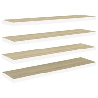 Vidaxl Floating Wall Shelves 4 Pcs Oak And White 35.4X9.3X1.5 Mdf