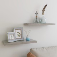 Vidaxl Floating Wall Shelves 2 Pcs Concrete Gray 23.6X9.3X1.5 Mdf