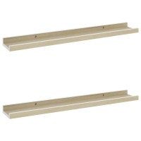 Vidaxl Wall Shelves 2 Pcs White And Sonoma Oak 23.6X3.5X1.2