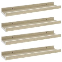 Vidaxl Wall Shelves 4 Pcs White And Sonoma Oak 15.7X3.5X1.2