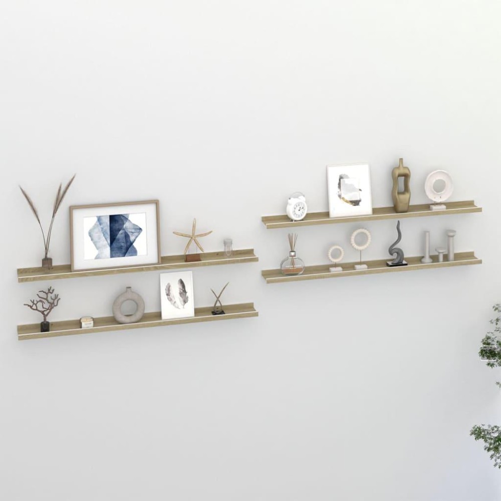 Vidaxl Wall Shelves 4 Pcs White And Sonoma Oak 39.4X3.5X1.2