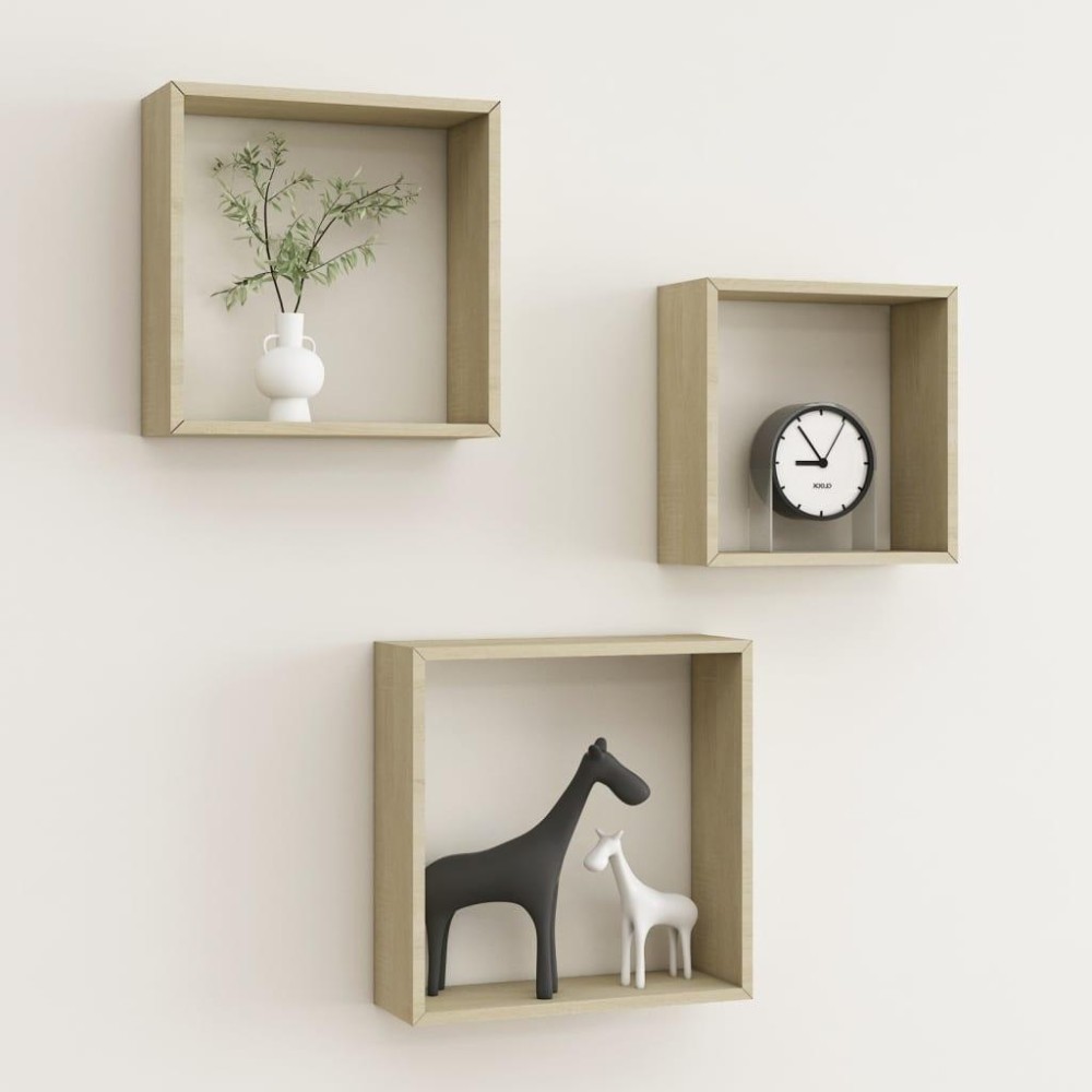 Vidaxl Wall Cube Shelves 3 Pcs Sonoma Oak