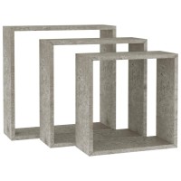 Vidaxl Wall Cube Shelves 3 Pcs Concrete Gray