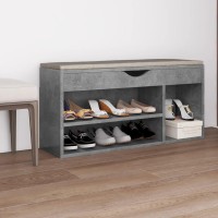 Vidaxl Shoe Bench With Cushion Concrete Gray 40.9X11.8X19.3 Engineered Wood