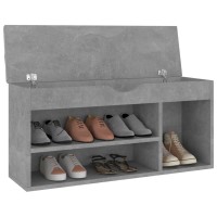 Vidaxl Shoe Bench With Cushion Concrete Gray 40.9X11.8X19.3 Engineered Wood