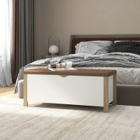 Vidaxl Storage Box With Cushion White And Sonoma Oak 41.3X15.7X17.7 Engineered Wood