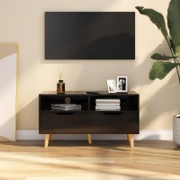 Vidaxl Tv Cabinet High Gloss Black 35.4X15.7X19.1 Engineered Wood