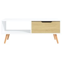 Vidaxl Coffee Table White And Sonoma Oak 39.4X19.5X16.9 Engineered Wood