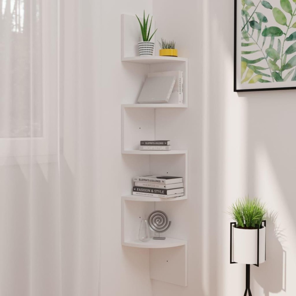 Vidaxl Wall Corner Shelf White 7.5X7.5X48.4 Engineered Wood