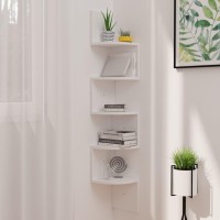 Vidaxl Wall Corner Shelf White 7.5X7.5X48.4 Engineered Wood