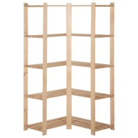 Vidaxl 5-Tier Storage Corner Rack 32.5X32.5X66.9 Solid Wood Pine