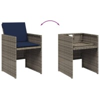 vidaXL 11 Piece Patio Dining Set with Cushions Gray Poly Rattan