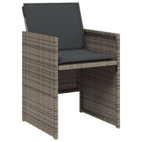 vidaXL 9 Piece Patio Dining Set with Cushions Gray Poly Rattan