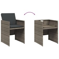 vidaXL 9 Piece Patio Dining Set with Cushions Gray Poly Rattan