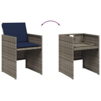 vidaXL 9 Piece Patio Dining Set with Cushions Gray Poly Rattan