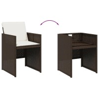 vidaXL 17 Piece Patio Dining Set with Cushions Brown Poly Rattan