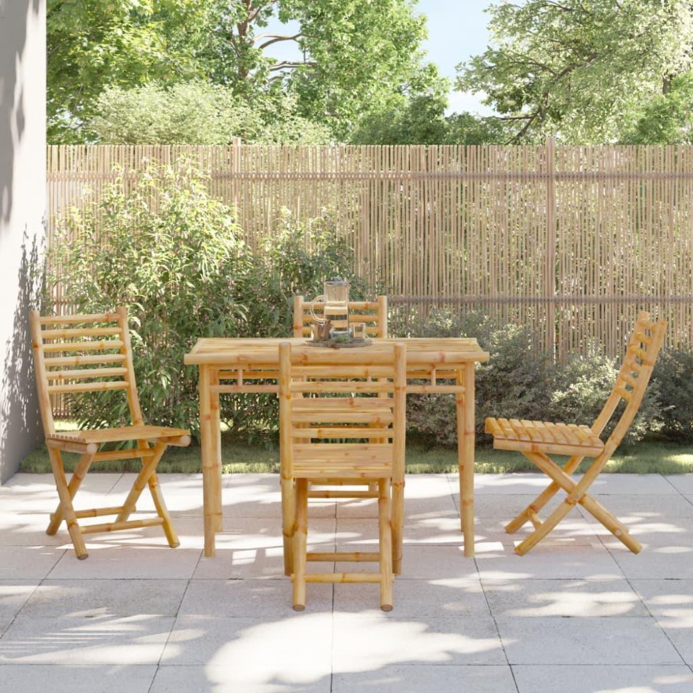 vidaXL 5 Piece Patio Dining Set Bamboo