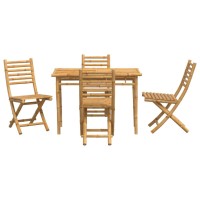 vidaXL 5 Piece Patio Dining Set Bamboo