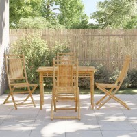 vidaXL 5 Piece Patio Dining Set Bamboo