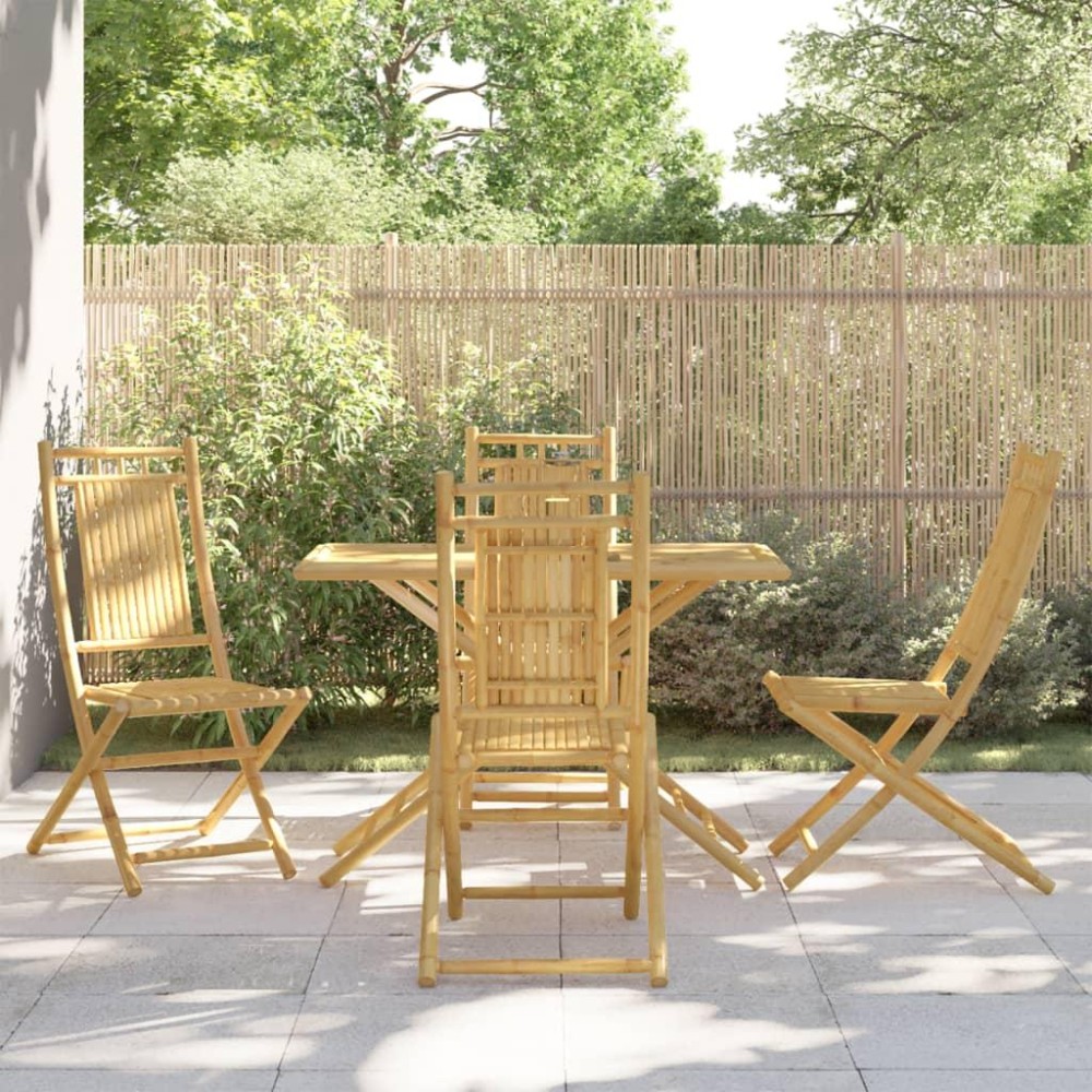 vidaXL 5 Piece Patio Dining Set Bamboo