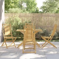 vidaXL 5 Piece Patio Dining Set Bamboo