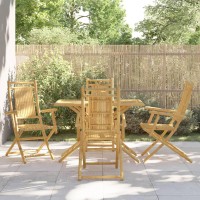 vidaXL 5 Piece Patio Dining Set Bamboo