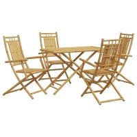 vidaXL 5 Piece Patio Dining Set Bamboo