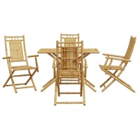 vidaXL 5 Piece Patio Dining Set Bamboo