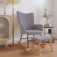 vidaXL Rocking Chair with a Stool Light Gray Fabric