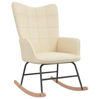 vidaXL Rocking Chair with a Stool Cream Fabric