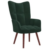 vidaXL Relaxing Chair Dark Green Velvet