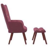 vidaXL Relaxing Chair with a Stool Pink Velvet