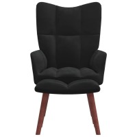 Vidaxl Relaxing Chair With A Stool Black Velvet