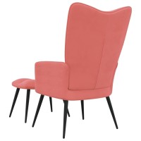 vidaXL Relaxing Chair with a Stool Pink Velvet