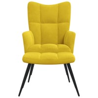 vidaXL Relaxing Chair with a Stool Mustard Yellow Velvet