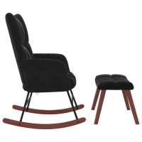 vidaXL Rocking Chair with Ottoman Black Velvet