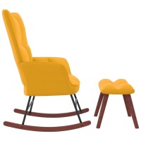 Vidaxl Rocking Chair With A Stool Mustard Yellow Velvet