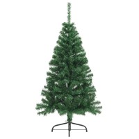 vidaXL Artificial Half Christmas Tree with Stand Green 4 ft PVC