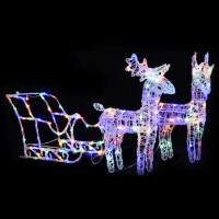 vidaXL Reindeers & Sleigh Christmas Decoration 160 LEDs 51.2