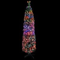 vidaXL Artificial Slim Christmas Tree with Stand 6 ft Fiber Optic