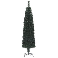 vidaXL Artificial Slim Christmas Tree with Stand 7 ft Fiber Optic