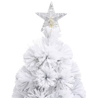 vidaXL Artificial Pre-lit Christmas Tree White 7 ft Fiber Optic