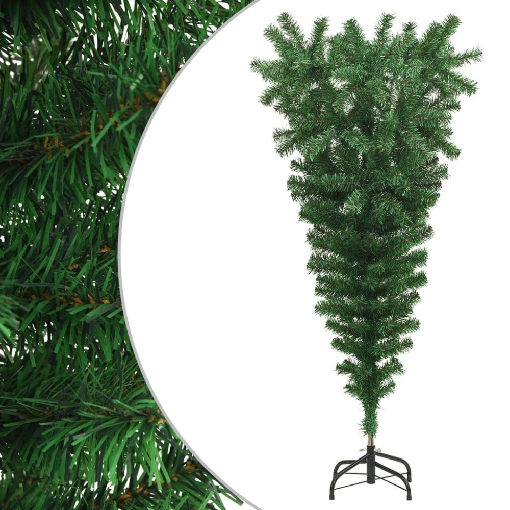 vidaXL Upside-down Artificial Christmas Tree with Stand Green 4 ft