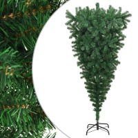 vidaXL Upside-down Artificial Christmas Tree with Stand Green 7 ft