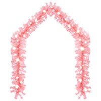 vidaXL Christmas Garland with LED Lights 66 ft Pink